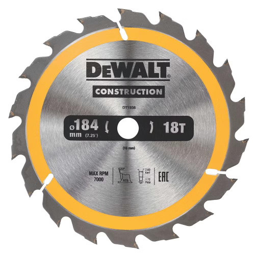 DeWalt DT1149QZ 184 x 16 x 18-Tooth Circular Saw Blade Series 30