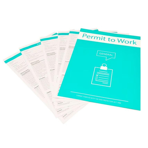 General Permit To Work Forms, 3 Part Forms - Original/2 Carbon Copies, Card Backing For Separating, Supplied In Packs Of 10