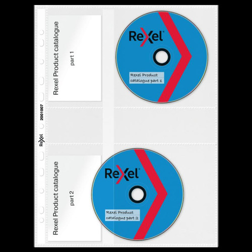 Rexel Nyrex CD Pocket Multipunched with Label Sections for 2 CDs A4 Clear Ref 2001007 [Pack 5]