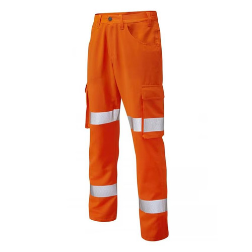 Leo Workwear CT03 Yelland Men Hi Vis Cargo Trousers - 34S Orange