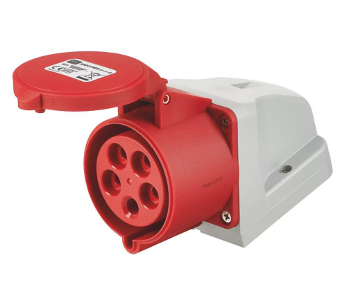 MK Commando K9241 32A 3P+N+E 380-415V Angled Socket Outlet (IP44) - Red