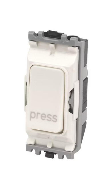 MK (ELECTRIC) Edge 10 Amp Sp 2 Way Retractive White Switch Module with Press Mark