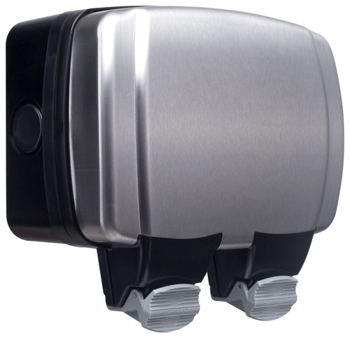 BG Electrical WPL22RCD IP66 Brushed Stainless Steel Outdoor Weatherproof Double RCD Socket BG Electrical WPL22RCD IP66 Brushed Stainless Steel Outdoor Weatherproof Double RCD Socket