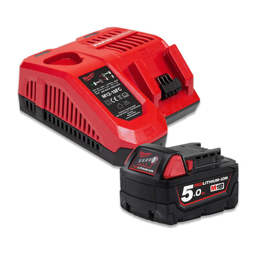 Milwaukee 18V 5.0Ah Battery & Rapid Fast Charger Bundle