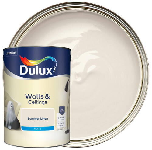 Dulux Walls and Ceilings Matt Emulsion Paint, Summer Linen, 5 Liters Dulux Walls and Ceilings Matt Emulsion Paint, Summer Linen, 5 Liters