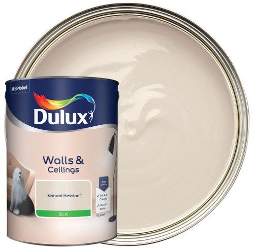 Dulux Silk Emulsion Paint For Walls And Ceilings - Natural Hessian 5L Dulux Silk Emulsion Paint For Walls And Ceilings - Natural Hessian 5L