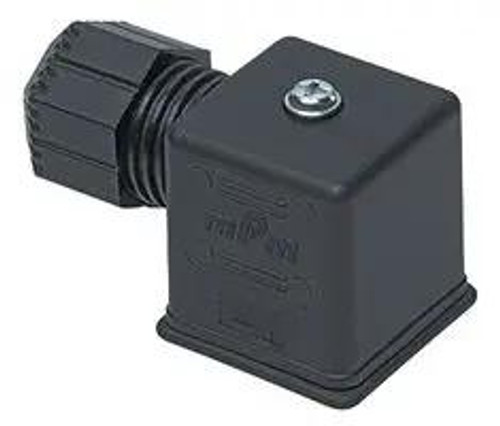 mPm® Connector for Solenoid Valve Black 2 Poles + Square Ground 18 mm mPm® Connector for Solenoid Valve Black 2 Poles + Square Ground 18 mm