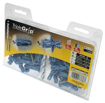 Cobra 5mm TripleGrip - Universal Plasterboard Wall Fixing (70 Pack)