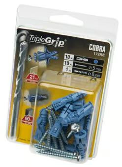 Cobra 5mm TripleGrip - Universal Plasterboard Wall Fixing (10 Pack)