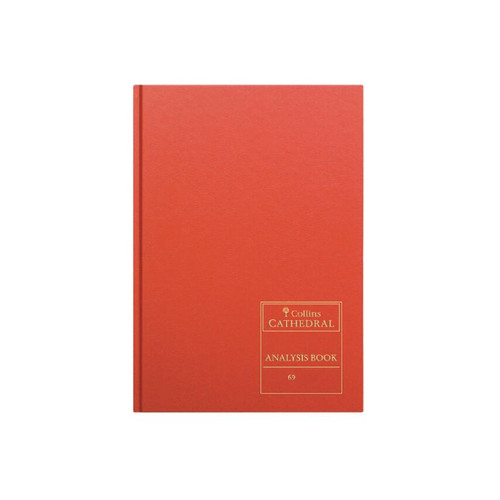 Collins Debden Ltd 060378 69 Series Cathedral A4 Analysis Book, 7 Cash Columns, 96 Pages, Red