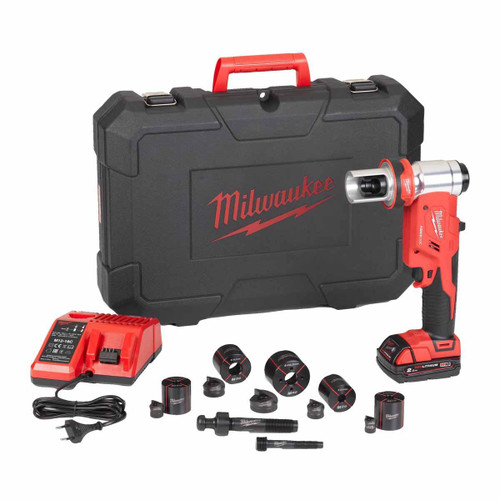 Milwaukee M18HKP-201CA M18 Hydraulic Knockout Punch with Punch & Die Kit (1 X 2.0Ah Batteries, Charger and BMC)