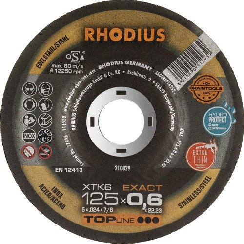 RHODIUS XTK6 EXACT BOX Extra Thin Cutting Disc 125 x 0.6 x 22.23 mm