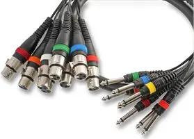 Pulse PLS00104 8 Way XLR Sockets to 6.35 mm (1/4 Inches) Mono Jack Plugs Loom, 2.5m, Black