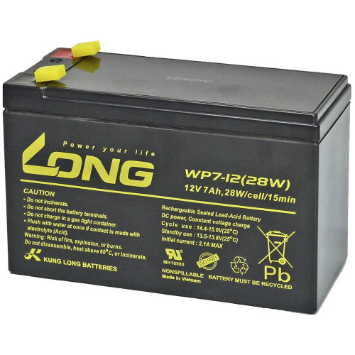 LONG WP7-12 (28W)-M/F2 Lead Battery 12V 7Ah