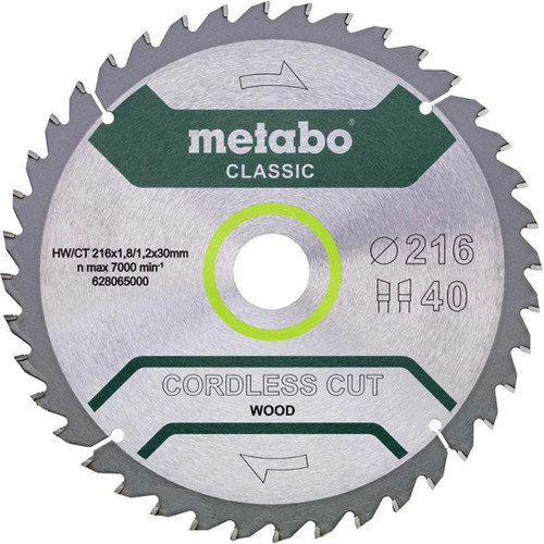 Metabo 628065000 HW/CT 216X30 40 WZ 5 Circular Saw Blade