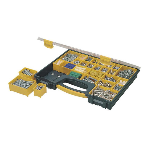 STANLEY Pro Storage Organiser Durable Clear Lid, 25 Removable Compartments, 1-92-748