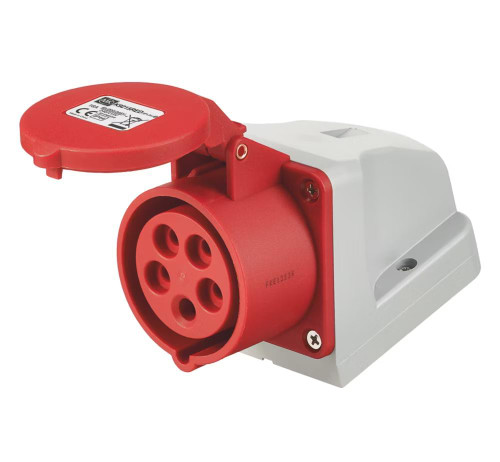 MK Commando K9215 16A 3P+N+E 380-415V Angled Socket Outlet (IP44) - Red