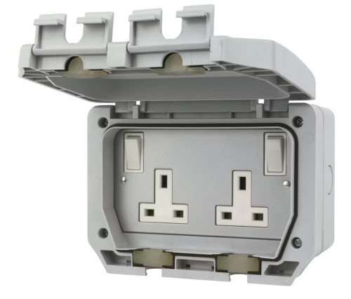 LAP IP66 13A 2-GANG DP WEATHERPROOF OUTDOOR SWITCHED SOCKET