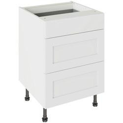 Kitchen Kit Flatpack Base Cabinet - Shaker Door - Screwless Quick Build Kitchen Unit - Base Unit - 3 Drawer - 600x870mm - White Matt