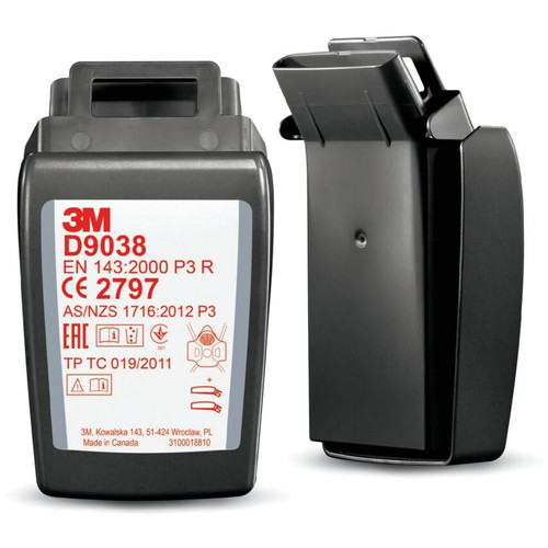 3M Secure Click Particulate Filter with Hydrogen Fluoride and Nuisance Level Organic Vapour and Acid Gas Relief, Hard Case, P3 R, D9038, 1 Pair