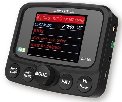 Albrecht DR56+ Car Radio Upgrade Adapter 27256 FM Transmitter for DAB+ Transmitter and Bluetooth Connection from Smartphone to FM Radio