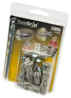 Cobra 6mm TripleGrip - Universal Plasterboard Wall Fixing (8 Pack)