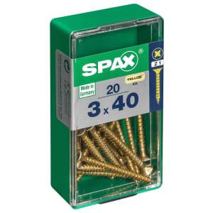 Box of 20 Spax Cab Wooden Screw Flat Yellow 3 x 40 mm Spax
