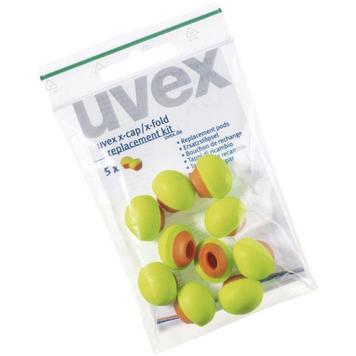 uvex 2125 351 Replacement Ear Pods (Pack of 5) Grey, Blue And Green Uni Size