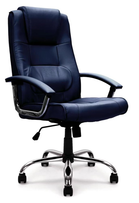 Eliza Tinsley 2008ATG/LBL High Back Leather Faced Executive Armchair with Chrome Base - Blue