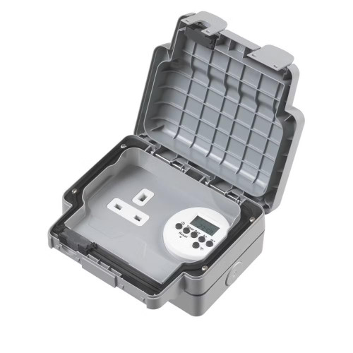 MK Masterseal Plus K56485GRY 13 amp 1-Gang Socket with Electronic Timer