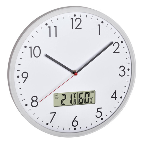 TFA DOSTMANN Analogue Wall Clock with Digital Thermometer and Hygrometer