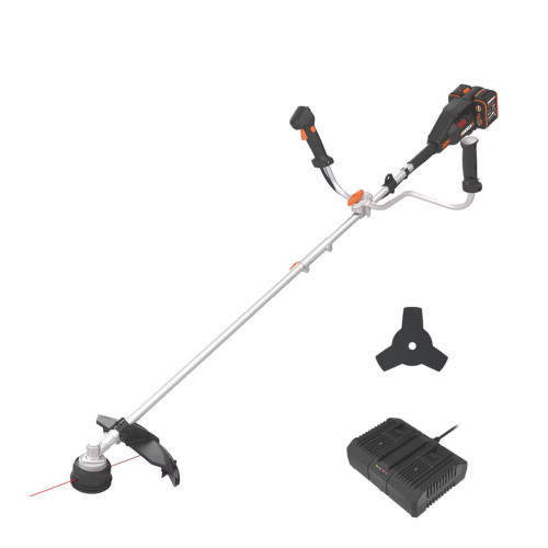 Worx WG084E 40V PowerShare Cordless 38cm Brushless Brush Cutter Strimmer with x2 4.0Ah Batteries and Charger