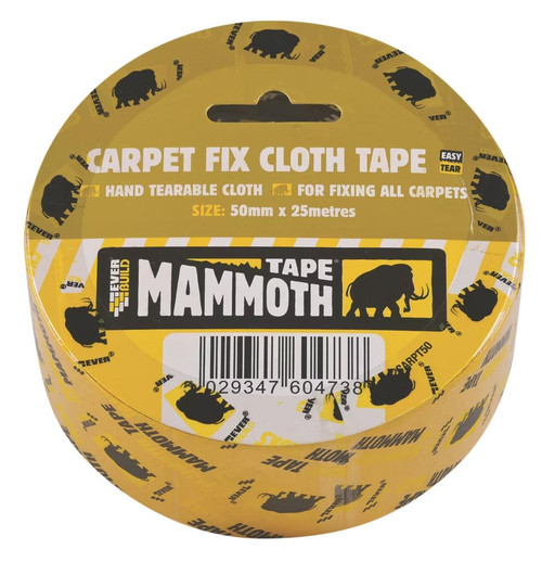 Everbuild Mammoth Carpet Fix Cloth Tape, Clear, 50 mm x 25 m