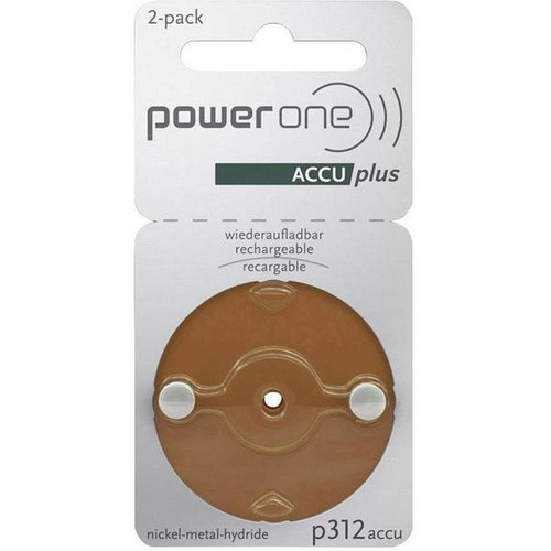 PowerOne ACCU Plus Size 312 Rechargeable Hearing Aid Batteries