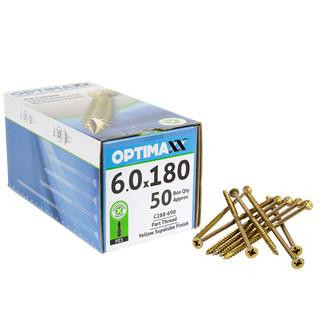6.0 Optimaxx Extreme Performance Wood Screws Box - Zinc Plate & Yellow Passivated, Pozi Wood Screws (6.0x180mm)