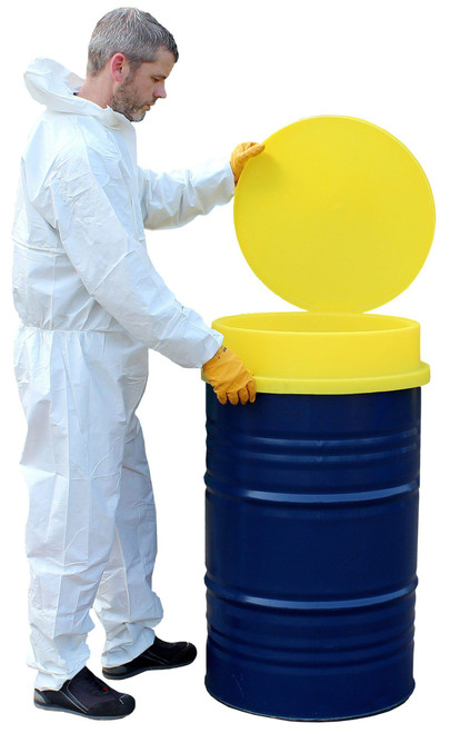 Schoeller DF1 PE Drum Funnel with Sieve and Lid, Yellow