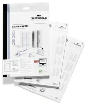 Durable Badgemaker Insert Sheets 61/122x210mm 150gsm White (Pack of 20) 146002
