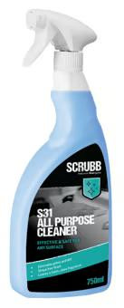 SCRUBB S31 All Purpose Cleaner, Streak-free, Smear-Free High Performance Cleaner, 750ml Trigger Spray