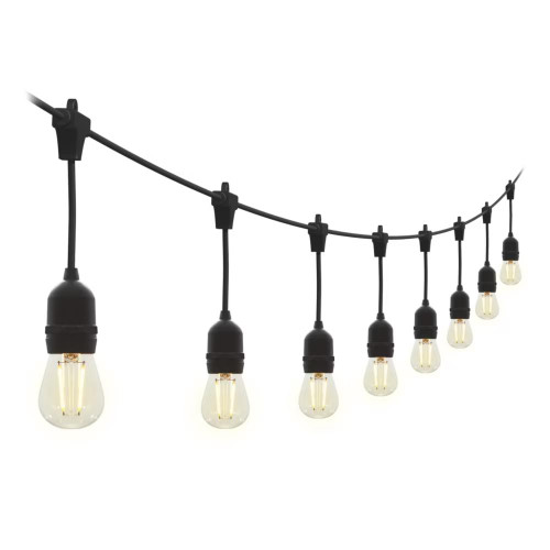 4lite Festoon Outdoor String Lighting (Black) - 10m Globe String Lights with 10x Bulb Holders