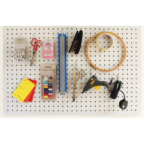 Cathedral Products Peg Board with 12 Hooks - White - 56x36cm