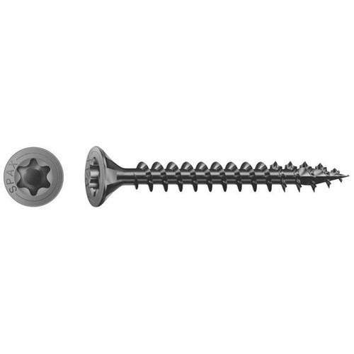 Spax Universal Screw, Countersunk Head, Black, T-Star Plus, Full Thread (4 x 30 mm, Pack of 200)
