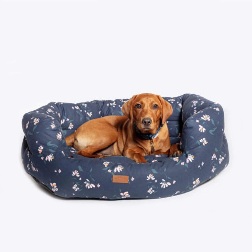 Danish Design FatFace Navy Brush Floral Sustainable Hand Wash Deluxe Slumber Dog/Puppy Bed 35 Inch