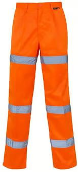 Supertouch PC38786 3 Band Hi Vis Trousers, Regular length, 38" Waist, Orange