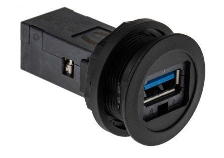 Harting 09454521904 Straight Panel Mount Socket, Type A to A, 3.0 USB Connector