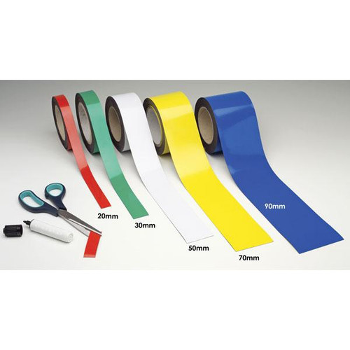 Beaverswood MSR6/Y Magnetic Steel Easy-Wipe Tape, Thin & Flexible, Cut to Fit Strip, High Visible Identification. Suitable For All Non-Magnetic Surfaces (Yellow 60mm x 10m)