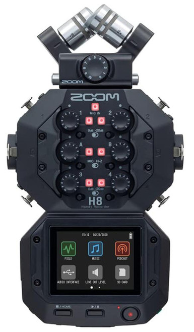 ZOOM H8 Handy Recorder - 12-Track Audio Recorder with Touchscreen, Interchangeable Microphone Capsules and USB Audio Interface - For Music, Podcast, Field Recording - Black