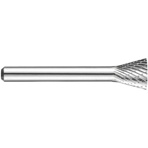 Dormer P825 Rotary Carbide Burr, Inverted Cone Shape, Double Cut Geometry, Bright Finish