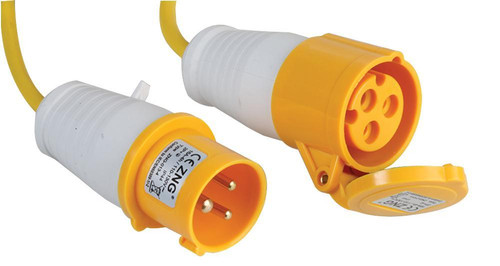 PRO ELEC 32A CEE Plug to Socket Extension Lead - 110V, 2P+E, Industrial Grade, 14m, Yellow - PELB0132
