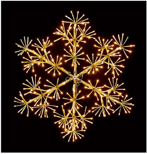 60cm Gold Starburst Snowflake with 300 Warm White LEDs Christmas Display Light