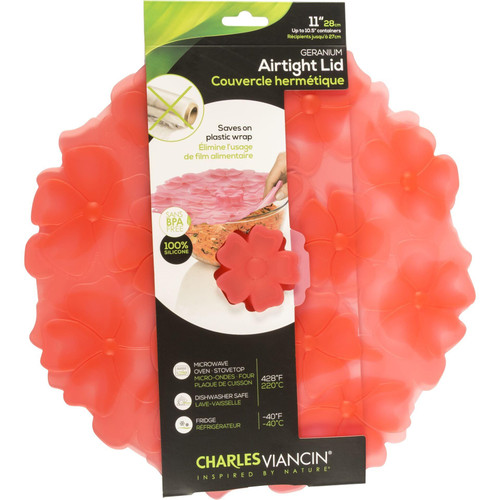 Charles Viancin Silicone Lids - Geranium Silicone Bowl Covers/Airtight Pan Lid (11 Inch Candy Pink)